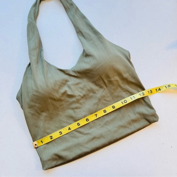 EUC Klassy Network Women's Olive Green Ribbed Halter Brami Crop Top Small - Picture 7 of 13